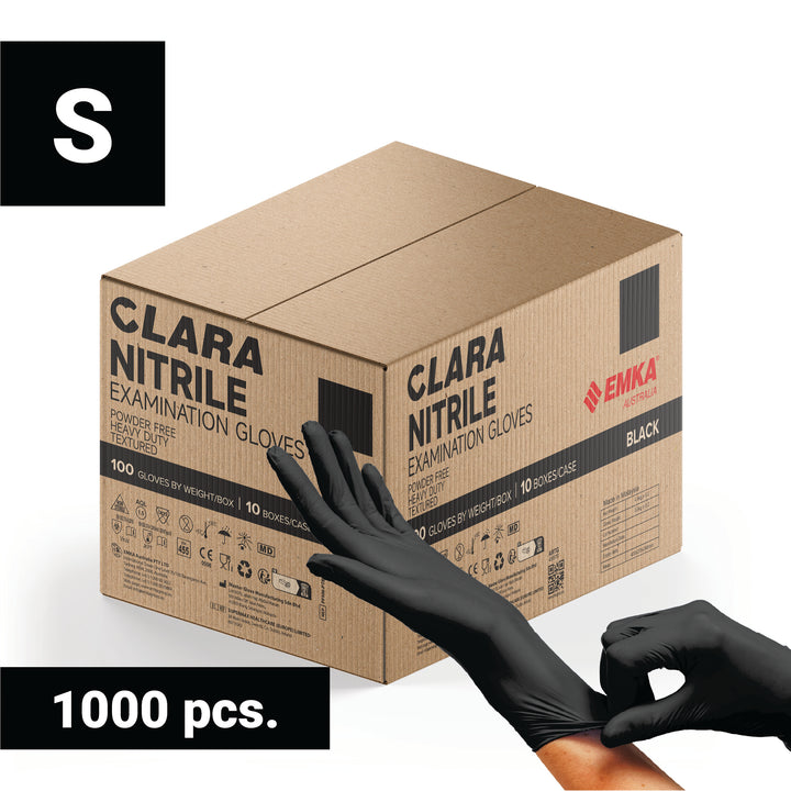 Nitrile Gloves Black Heavy Duty Disposable Powder Free CLARA S Carton 1000 PCS